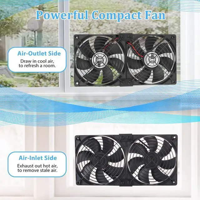 Alt view image 4 of 5 - Eiovnur Big Airflow 2 x 120mm 240mm AC 110V 120V 220V 240V Variable Speed Fan for Mining Machine Cabinet Chassis Server Workstation Cooling