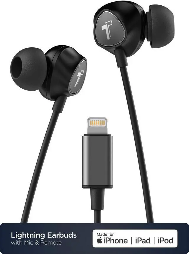 Alt view image 4 of 5 - Thore Wired iPhone Headphones with Lightning Connector Earphones - MFi Certified by Apple Earbuds Wired in-Ear Microphone and Volume Remote for iPhone (Black)