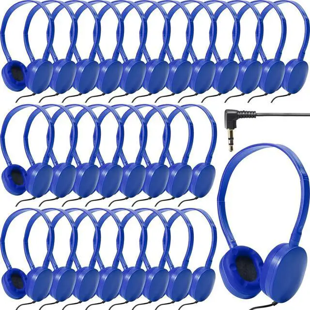 Main image of Flutesan 30 Pack Wired Headphones, Adjustable On Ear Headphones, Kids Headphones with Stereo, Children Headphones Earbuds for Kids, Boys, Girls, Schools, Laptop, Travel, Plane, Tablet (Blue)