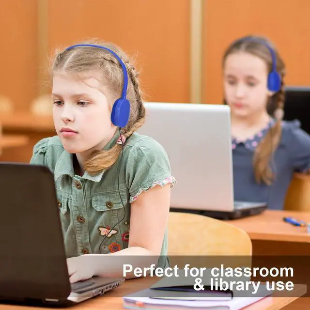 Alt view image 2 of 5 - Flutesan 30 Pack Wired Headphones, Adjustable On Ear Headphones, Kids Headphones with Stereo, Children Headphones Earbuds for Kids, Boys, Girls, Schools, Laptop, Travel, Plane, Tablet (Blue)