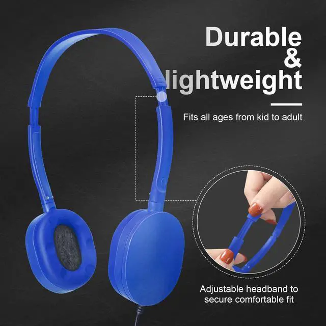 Alt view image 3 of 5 - Flutesan 30 Pack Wired Headphones, Adjustable On Ear Headphones, Kids Headphones with Stereo, Children Headphones Earbuds for Kids, Boys, Girls, Schools, Laptop, Travel, Plane, Tablet (Blue)