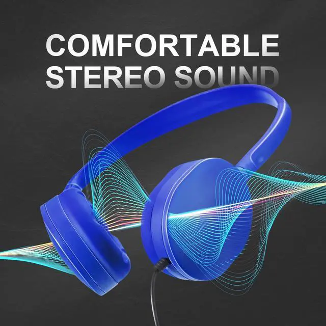 Alt view image 5 of 5 - Flutesan 30 Pack Wired Headphones, Adjustable On Ear Headphones, Kids Headphones with Stereo, Children Headphones Earbuds for Kids, Boys, Girls, Schools, Laptop, Travel, Plane, Tablet (Blue)