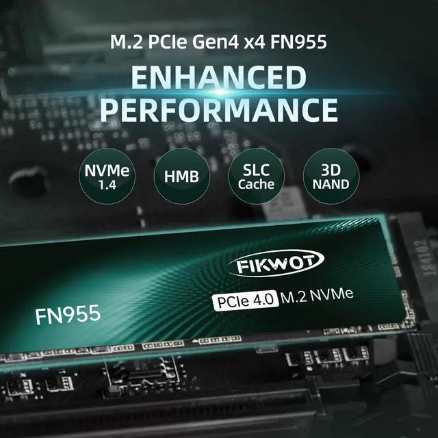 Alt view image 4 of 5 - Fikwot FN955 4TB NVMe SSD M.2 2280 PCIe Gen4x4, Up to 7300MB/s, 3D NAND TLC Flash Internal Solid State Drive, Configure SLC Cache, Storage and Memory Expansion for PS5 Laptop Desktop