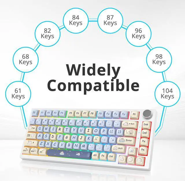 Alt view image 2 of 5 - iTastatur Keycaps 60 Percent PBT for Mechanical Keyboard-139 Key Keycap, Dye-Sublimation Cute MOA Profile Custom Keycaps for Switches 61 68 87108 Mechanical Keyboard(Blue)