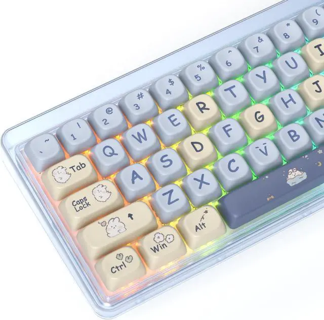 Main image of iTastatur Keycaps 60 Percent PBT for Mechanical Keyboard-139 Key Keycap, Dye-Sublimation Cute MOA Profile Custom Keycaps for Switches 61 68 87108 Mechanical Keyboard(Blue)