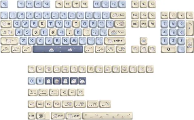 Alt view image 5 of 5 - iTastatur Keycaps 60 Percent PBT for Mechanical Keyboard-139 Key Keycap, Dye-Sublimation Cute MOA Profile Custom Keycaps for Switches 61 68 87108 Mechanical Keyboard(Blue)