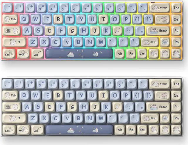 Alt view image 4 of 5 - iTastatur Keycaps 60 Percent PBT for Mechanical Keyboard-139 Key Keycap, Dye-Sublimation Cute MOA Profile Custom Keycaps for Switches 61 68 87108 Mechanical Keyboard(Blue)