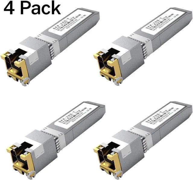 Alt view image 2 of 5 - 4PCS 10GBASE-T SFP+ RJ45 Copper Transceiver Module, Multi-Rate 1.25G/2.5G/5G/10G up to 30m - Compatible with TP-Link, Cisco SFP-10G-T-S, Ubiquiti UF-RJ45-10G, Netgear, Broadcom, Mikrotik and More
