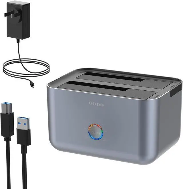 Main image of GODO Hard Drive Docking Station to USB 3.0,Dual Bay Hard Drive Dock for SATA 2.5 / 3.5 inch HDDs/SSDs with LED Indicator ,Support Offline Clone/Duplicator