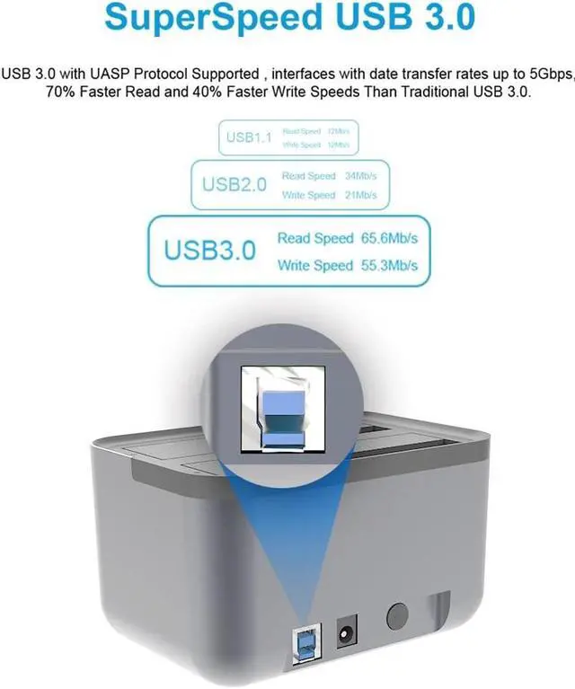 Alt view image 4 of 5 - GODO Hard Drive Docking Station to USB 3.0,Dual Bay Hard Drive Dock for SATA 2.5 / 3.5 inch HDDs/SSDs with LED Indicator ,Support Offline Clone/Duplicator