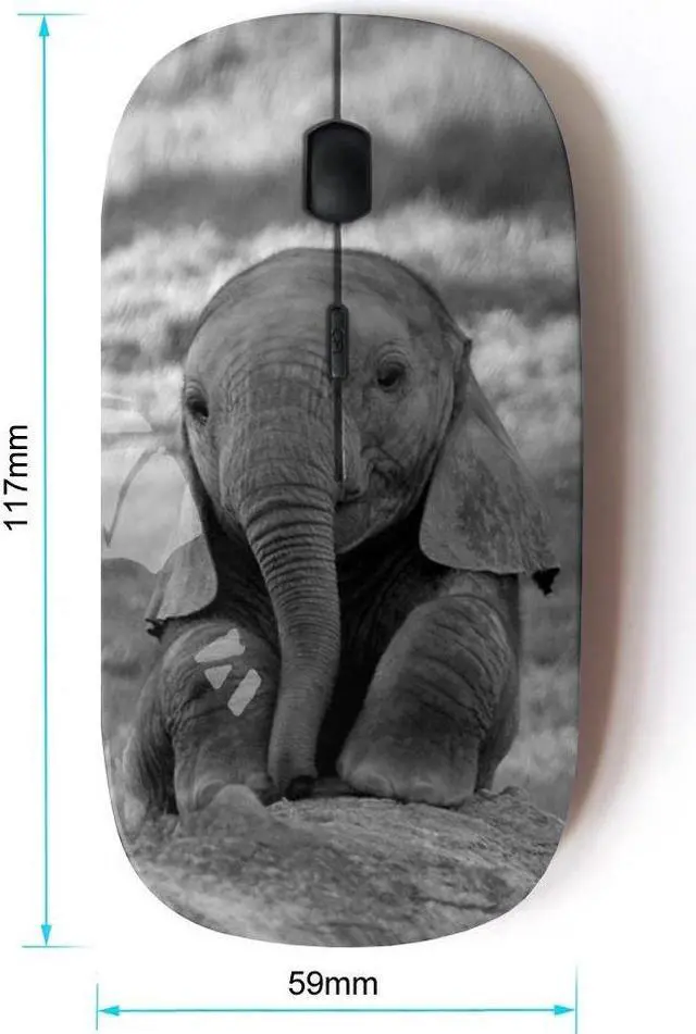 Alt view image 2 of 4 - Graphic4You Cute Baby Elephant Animal Design Ergonomic Wireless Mouse with Nano Receiver