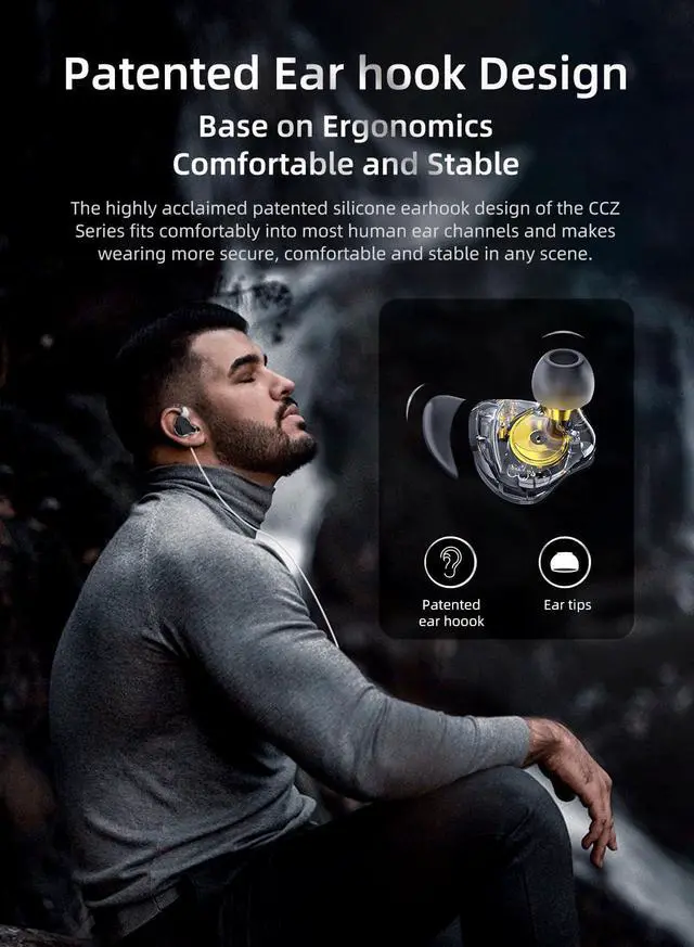 Alt view image 5 of 5 - CCZ BC04 in-Ear Monitors, 10MM CNTD Dynamic Driver+Customize Balanced Armature Hybrid Wired Earbuds in-Ear Earphones Musicians in Ear Headphones with Detachable Cables, Noise-Isolating Earbuds