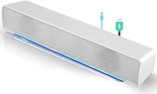 Main image of Speaker, Mini Speaker, USB Speaker PC Stereo Lightweight Wired LED Soundbar Speaker, Soundbar Soundbox, 3.5mm Audio Jack Compatible with PC Computer Tablet TV for Office Home Home Theater