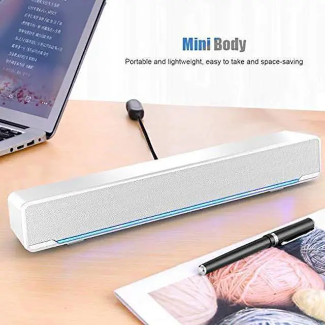 Alt view image 4 of 5 - Speaker, Mini Speaker, USB Speaker PC Stereo Lightweight Wired LED Soundbar Speaker, Soundbar Soundbox, 3.5mm Audio Jack Compatible with PC Computer Tablet TV for Office Home Home Theater