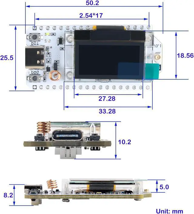 Alt view image 5 of 5 - DIYmall 915MHz ESP32 LoRa V3 Development Board SX1262 0.96 Inch OLED Display WiFi+BLE Lora Kit with LoRa Antenna for Arduino IOT Smart Home (2Sets)