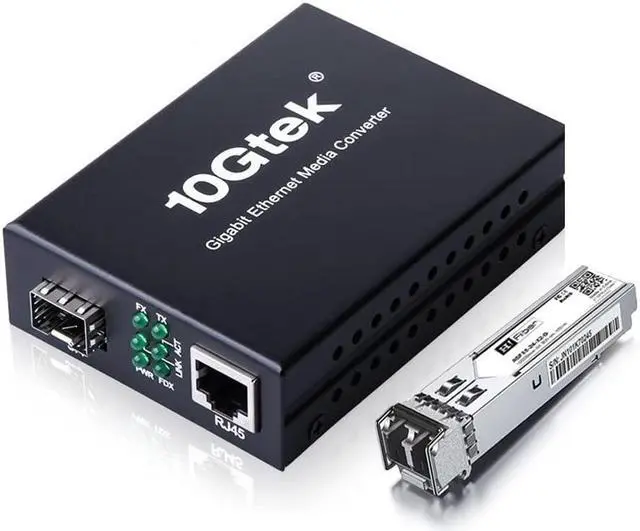 Main image of 1.25G Fiber to Ethernet Media Converter, Gigabit Multimode LC Fiber to RJ45 Converter, 1000Base-SX to 10/100/1000Base-TX, SFP SX Module MMF, 850nm, up to 550m