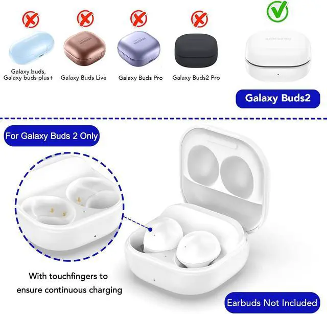 Alt view image 2 of 5 - Wired Charging Case Compatible with Samsung Galaxy Buds 2(SM-R177), Replacement Charger Case Dock Station for Galaxy Buds 2 Bluetooth Earbuds (White)