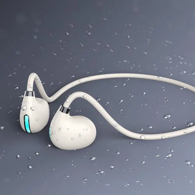 Alt view image 2 of 5 - IHAO Open Ear Air Conduction Headset Wireless Bluetooth Sport Headphones with Mic Earphone Lightweight Painless Wearing Sweatproof Earpiece Stereo Earphone for Running Hiking Bicycling-White