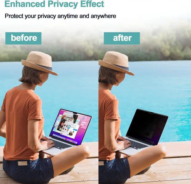 Alt view image 3 of 5 - Privacy Screen MacBook Pro 14 Inch (2021-2023, M1, M2, M3-A2918 A2992 A2442 A2779), Magnetic Removable Matte Anti Blue Light Glare Filter 14in Privacy Screen Protector Compatible with Mac Pro 14.2"