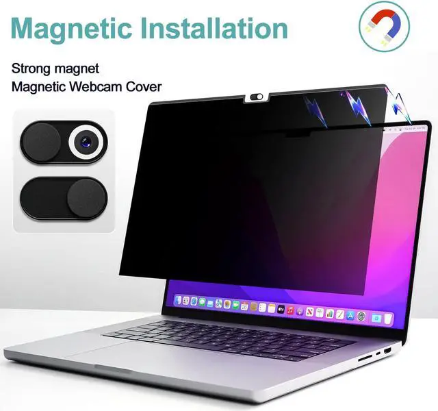 Alt view image 2 of 5 - Privacy Screen MacBook Pro 14 Inch (2021-2023, M1, M2, M3-A2918 A2992 A2442 A2779), Magnetic Removable Matte Anti Blue Light Glare Filter 14in Privacy Screen Protector Compatible with Mac Pro 14.2"