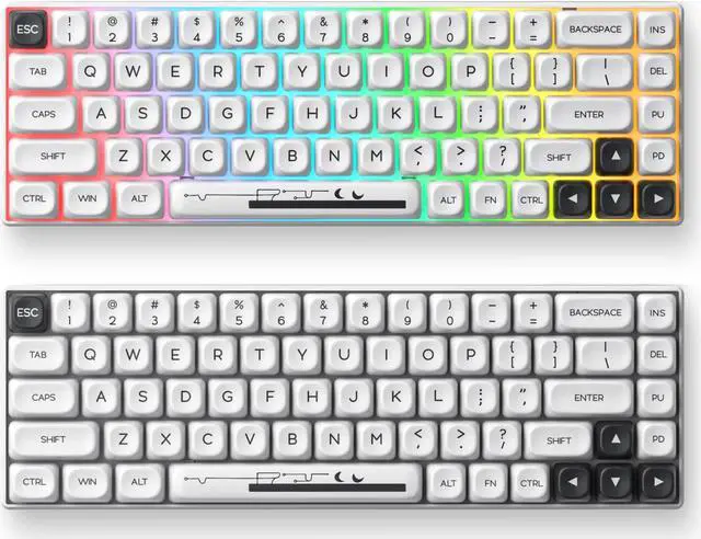 Alt view image 3 of 5 - iRoboosta White PBT Dye Sublimation Keycaps MOA Keycaps, 145 Keys Custom Key caps, Minimalist Key Cap Set for US Layout Cherry MX Swithes Mechanical Keyboard (White & Black)