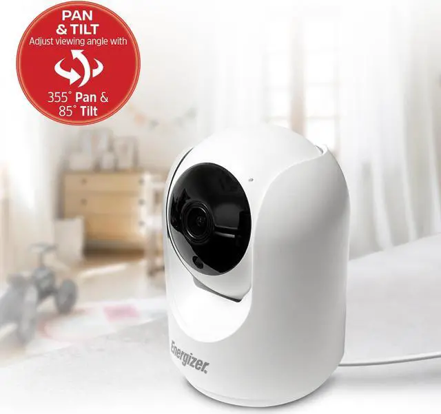 Alt view image 2 of 5 - Energizer Smart 1080p Indoor Pan & Tilt Wired Camera, Motion Tracking, Two-Way Conversation, Night Vision, Instant Notifications, Works with Google Home and Alexa, Night Vision, White