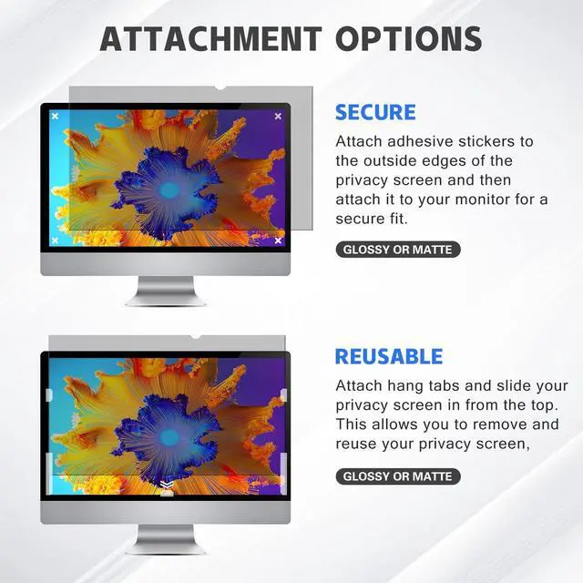 Alt view image 5 of 5 - 19.5" Computer Privacy Screen Filter (16:10) - Premium Anti-Glare Computer Screen Cover - Anti Scratch - UV & Blue Light Screen Protector