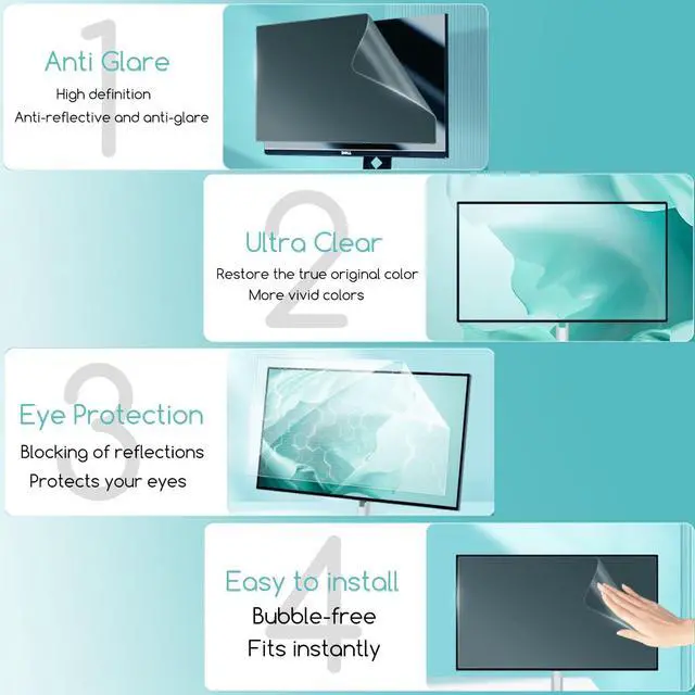 Alt view image 3 of 5 - 2-Pack 23.8 Inch Anti Glare Screen Protector for 23.8 Inch 16:9 Widescreen Desktop Monitor, Matte Screen Filter for Sceptre/LG/Dell/HP/Acer/ViewSonic/ASUS/Aoc/Samsung,Anti Glare Anti Scratch film