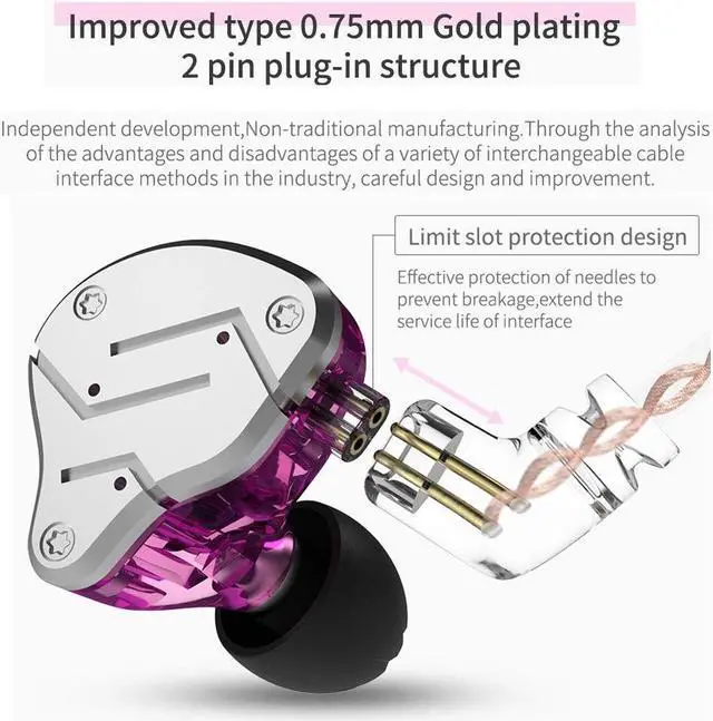 Alt view image 2 of 5 - KZ ZSN HiFi in Ear Earphone, KZ Headphone High Resolution Dual Drivers 1BA 1DD in Ear Earbuds with HD Microphone Remote Line Contro