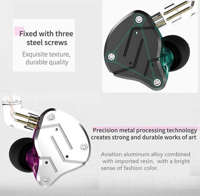 Alt view image 5 of 5 - KZ ZSN HiFi in Ear Earphone, KZ Headphone High Resolution Dual Drivers 1BA 1DD in Ear Earbuds with HD Microphone Remote Line Contro