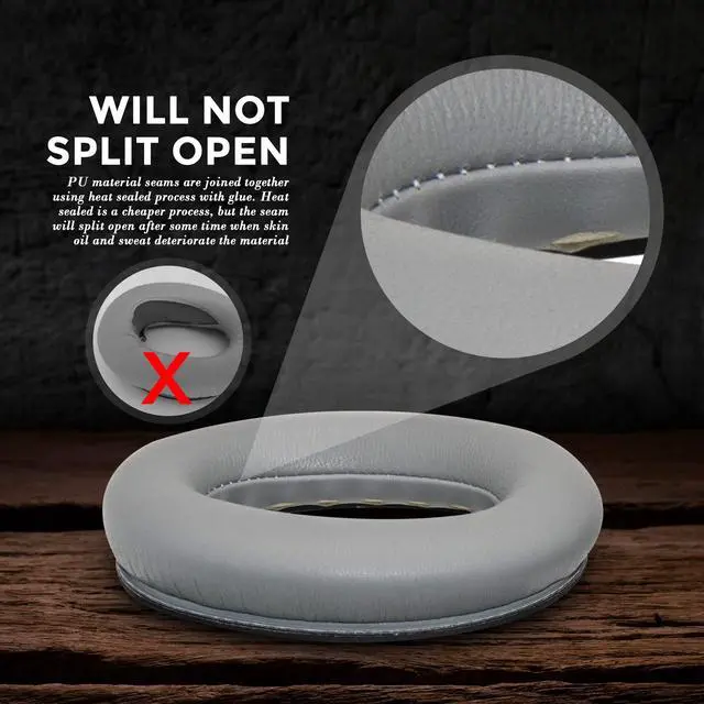 Alt view image 4 of 5 - Lambskin QC45 SE QC35ii QC35 QC25 QC15 Earpads Cushions Replacement Ear Pads for Bose QC 45 35 II QC2 AE2 AE2i AE2w SoundLink SoundTrue 35ii 25 15 2 AE QuietComfort Sheepskin Leather Gray (Silver)