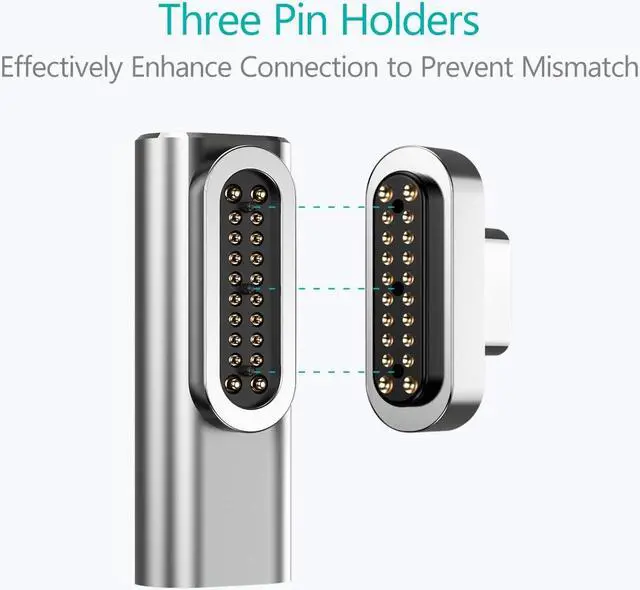 Alt view image 2 of 5 - Lanhiem 100W USB C Magnetic Adapter, 20 Pin PD Fast Charge Magnetic Breakaway USB-C Right Angle Adapter for MacBook, Galaxy S24 Ultra, iPad Pro, Nintendo Switch, ROG Ally, Steam Deck, Gamepad(1 Pack)