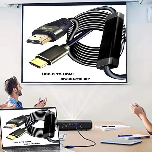 Alt view image 4 of 5 - USB-C to HDMI Adapter - 30FT Active Cable, 4K30Hz, 1080P - Male USB-C to HDMI Out Lead for Computer, Laptop, Projector