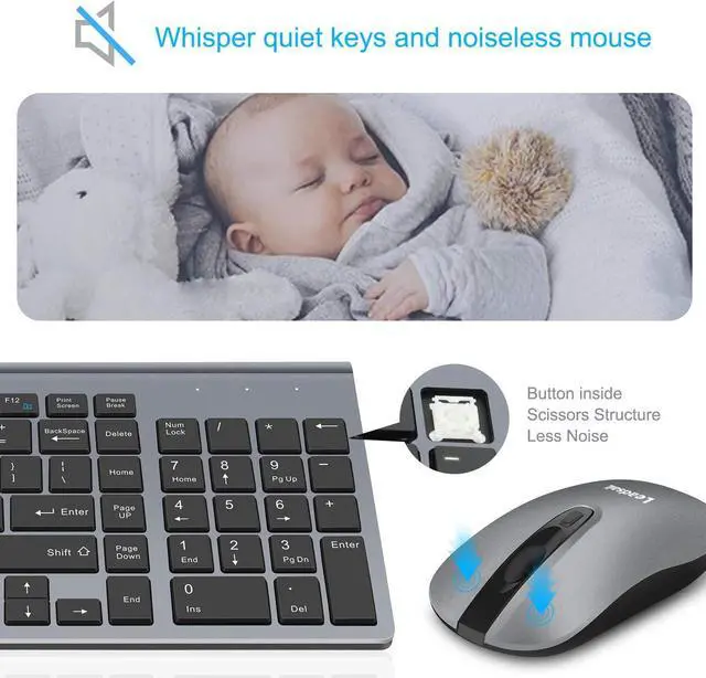 Alt view image 2 of 5 - LeadsaiL Wireless Keyboard and Mouse Combo, Wireless USB Mouse and Computer Keyboard Set, Compact and Silent for Windows Laptop, Desktop, PC