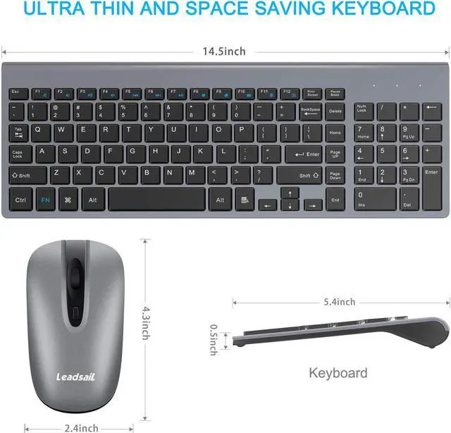 Alt view image 3 of 5 - LeadsaiL Wireless Keyboard and Mouse Combo, Wireless USB Mouse and Computer Keyboard Set, Compact and Silent for Windows Laptop, Desktop, PC