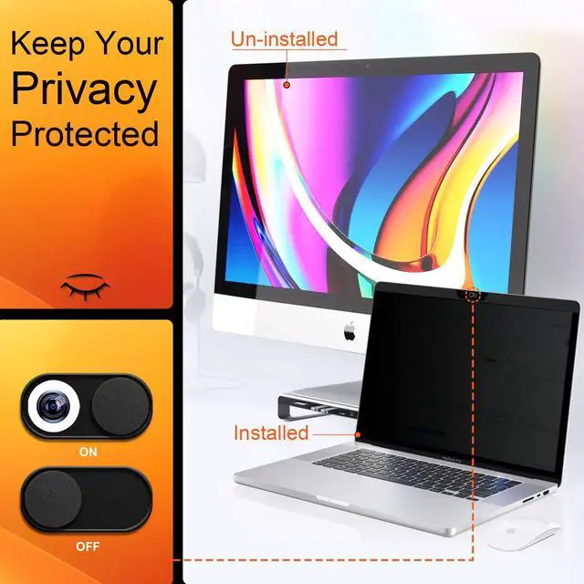 Alt view image 2 of 5 - Mamol Privacy Screen MacBook Air 13 Inch(2018-2021, M1)/ MacBook Pro 13 In(2016-2022, M1, M2), Magnetic Removable Anti Blue Light Glare Filter Screen Protector with Camera Cover for Mac 13'' Laptop