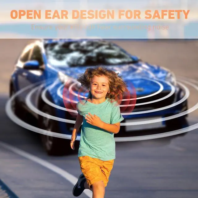 Alt view image 4 of 5 - Mehomeli Kids Headphones, Bluetooth 5.2 Air Conduction Open Ear Headphones, 85dB Volume Limiting, Stereo Sound with Mic, IPX5 Waterproof, 20H Playtime, Perfect for School and Outdoor Activities-White