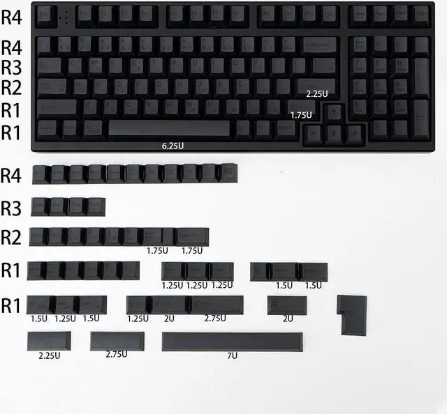 Alt view image 2 of 5 - PBT Japanese Gray Keycaps 144 Keys Cherry Profile DYE-Sub Custom Minimalist Keycaps for 60% 65% 70% 75% Cherry Gateron MX Switches Mechanical Keyboards