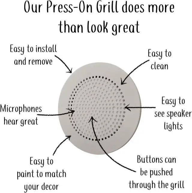 Alt view image 4 of 5 - Mount Genie Flush Mount | Built-in Wall or Ceiling Bluetooth Speaker Mount [2019 Model] | Includes Optional Grill. Award Winning Design. Fantastic Sound (White, 1-Pack)