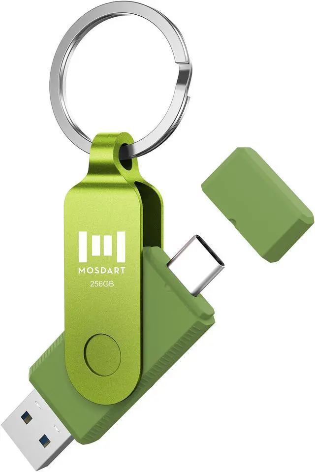 Main image of MOSDART 256GB USB C Dual Flash Drive Speed Up to 150MB/s with Keychain - 2 in 1 OTG USB 3.1 Type-C Thumb Drive Memory Stick for USB-C Android Phones, iPhone 15, MacBook, iPad, Computers, etc. Green