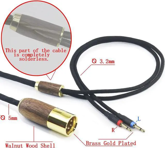 Alt view image 2 of 5 - NewFantasia 4-pin XLR Balanced Cable 6N OCC Copper Silver Plated cable for Monolith M1060, M1060C, M565, M565, for AudioQuest NightHawk Headphone Walnut Wood Shell (2X 2.5mm Version)