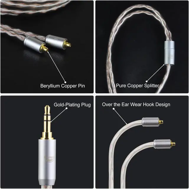 Alt view image 3 of 5 - okcsc 4 Core MMCX to 2.5mm for Shure MMCX Upgrade Cable for SE215 SE315 SE425 SE535 SE535LTD SE846 FH9 FA9 FH5S BGVP UE900s T2 T3 AK T8iE XELENTO Remote FH1 F9 F9PRO AM05 W80 3.94FT