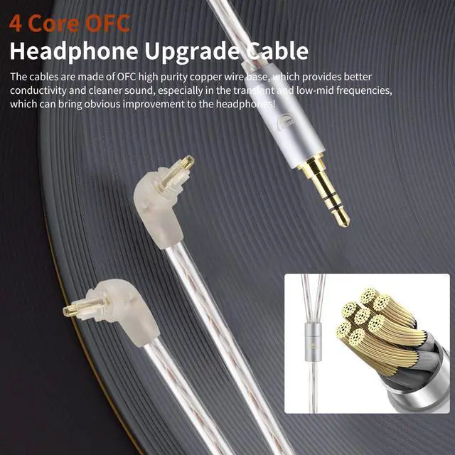 Alt view image 5 of 5 - okcsc EXK to 3.5MM Upgraded Replacement Cable for SONY Earphones Cable 4 Core for SONY MDR-EX600 EX800 EX1000 MDR-7500 3.94FT 3.5MM
