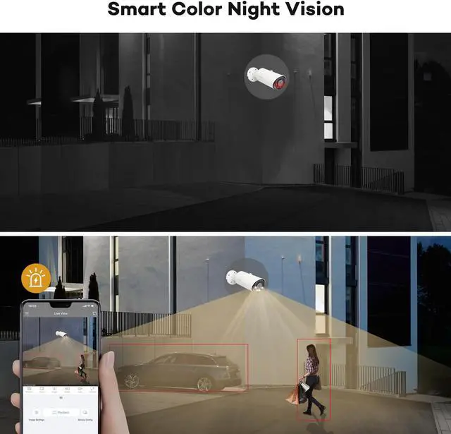 Alt view image 3 of 5 - ONWOTE 12MP PoE IP Security Camera Outdoor, Smart Color Night Vision, 4000x3000 12 Megapixels 30fps, 123° FoV, AI Detection, Commercial Wired Camera for Business, Add-on to PoE NVR System