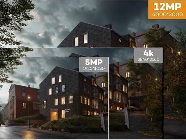 Alt view image 2 of 5 - ONWOTE 12MP PoE IP Security Camera Outdoor, Smart Color Night Vision, 4000x3000 12 Megapixels 30fps, 123° FoV, AI Detection, Commercial Wired Camera for Business, Add-on to PoE NVR System