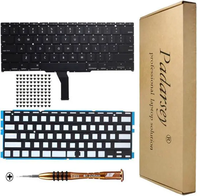 Main image of Padarsey New Laptop Black US Backlit Backlight Keyboard Compatible for MacBook Air A1370 A1465 11-Inch 2011 2012 2013 2014 2015 MD711 MD712 MD223 MD224 MC968 MC969 with 80 PCE Screws+Screwdriver