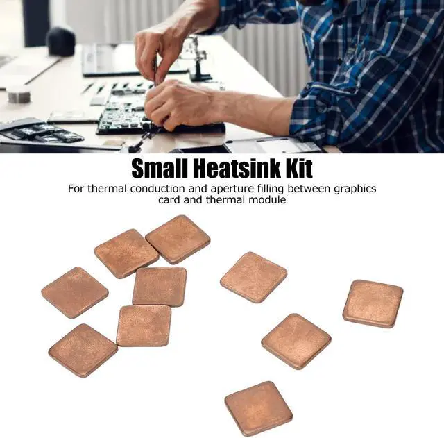 Alt view image 2 of 5 - 100pcs Copper Pad Shim Thermal Kit, 401w/mk Thermal Conductivity Small Heatsink Kit, DIY Pure Copper Skiving Fin Heatsink, for Laptop GPU CPU VGA VRAM(15x15x2.0mm)