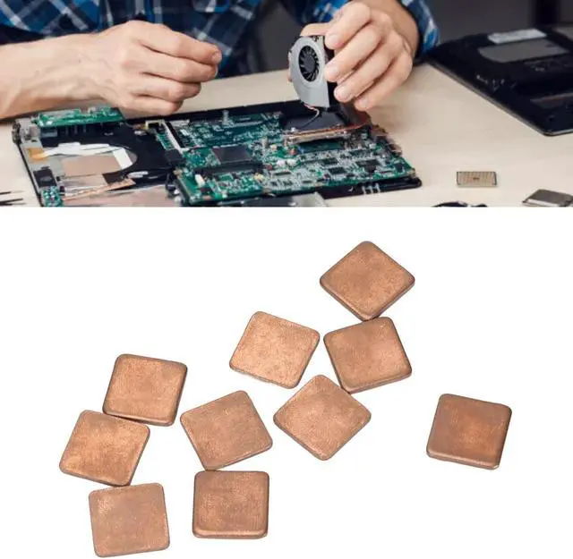 Alt view image 4 of 5 - 100pcs Copper Pad Shim Thermal Kit, 401w/mk Thermal Conductivity Small Heatsink Kit, DIY Pure Copper Skiving Fin Heatsink, for Laptop GPU CPU VGA VRAM(15x15x2.0mm)