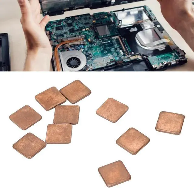 Alt view image 5 of 5 - 100pcs Copper Pad Shim Thermal Kit, 401w/mk Thermal Conductivity Small Heatsink Kit, DIY Pure Copper Skiving Fin Heatsink, for Laptop GPU CPU VGA VRAM(15x15x2.0mm)