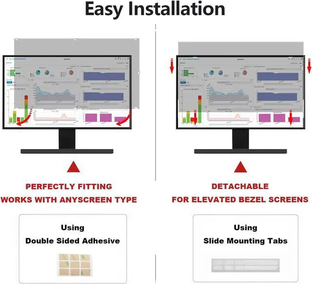 Alt view image 4 of 5 - Pozlle [2 Pack] 21.5 Inch Computer Privacy Screen Shield for 16:9 Widescreen Desktop Monitor - Anti-Glare Blue Light Privacy Filters and Anti Spy Privacy Screen Protector Film
